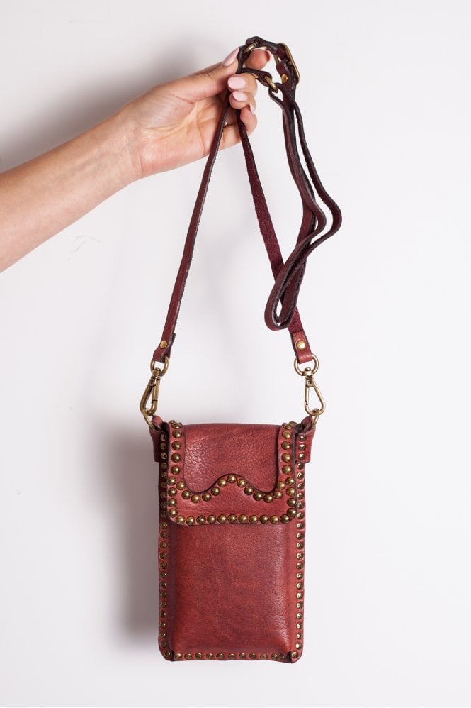 Campomaggi Phone Case in Burgundy with Gold