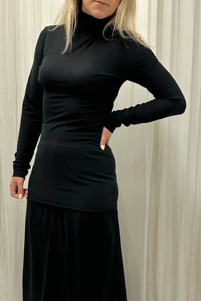 European Culture Long Sleeve Polo in Black