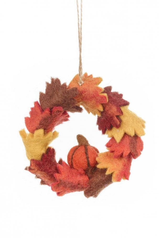Felt So Good Autumn Leave & Pumpkin Wreath