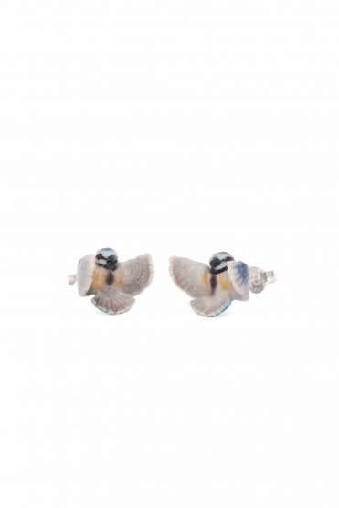 Flying Blue Tit Stud Earrings