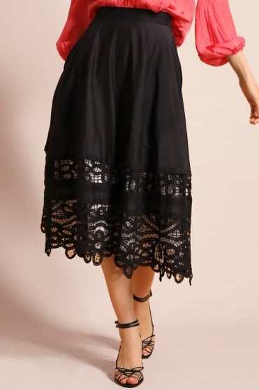 REPRISE Skirt with Pattern Trim
