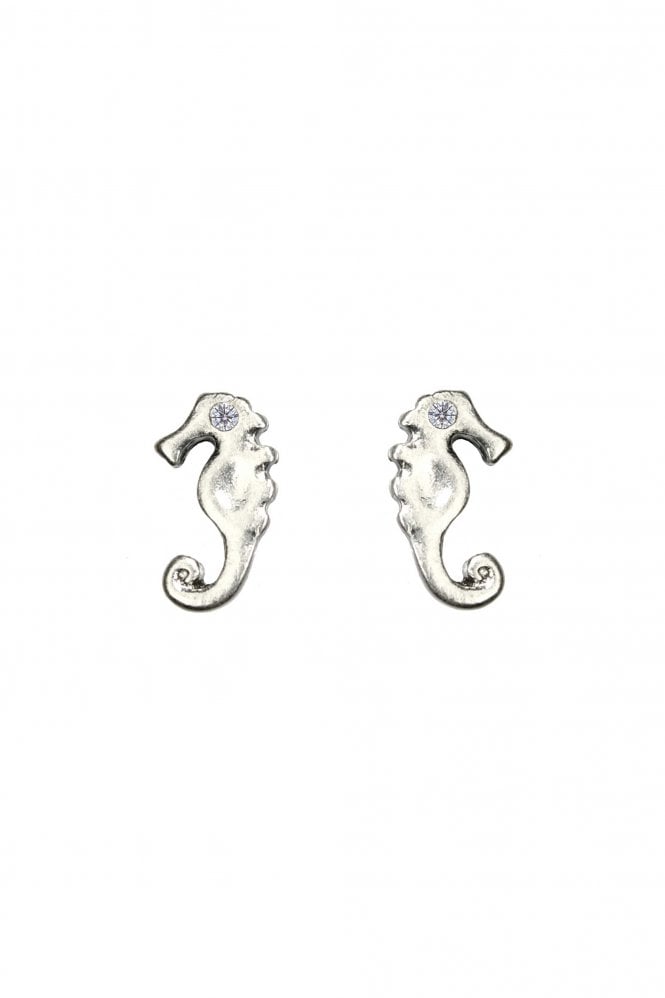 Hultquist Jewellery Crystal Seahorse Stud Earring in Silver