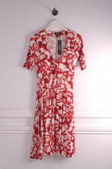 V Neck Jersey Print Dress
