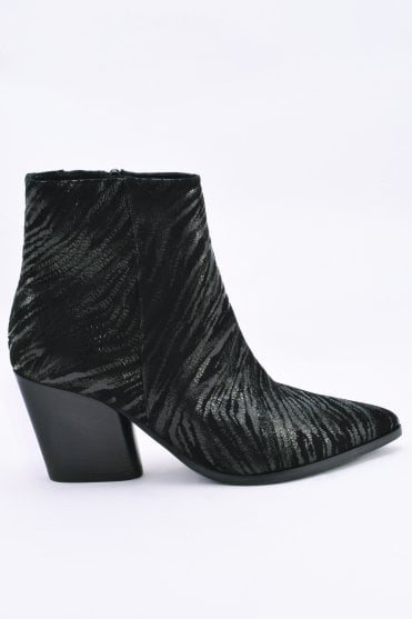 Amber Shiny Zebra Ankle Boots
