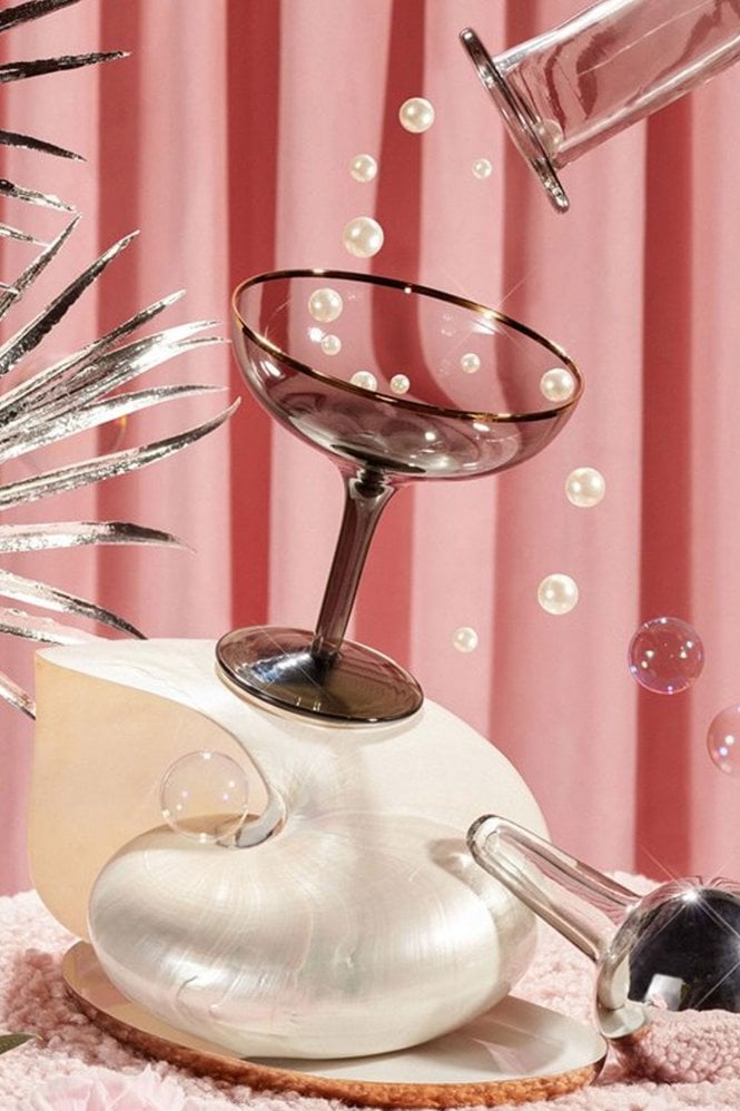 &klevering Set of 2 Smoked Champagne Coupes