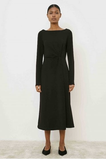 Gathered Front Dress in Black