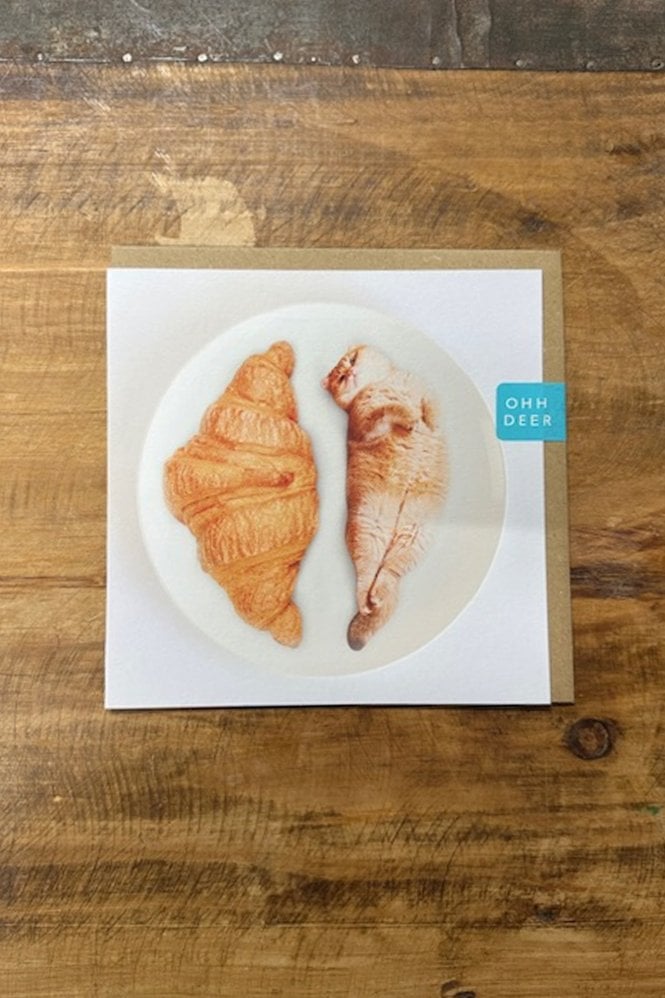 Ohh Deer Cat Croissants Greeting Card
