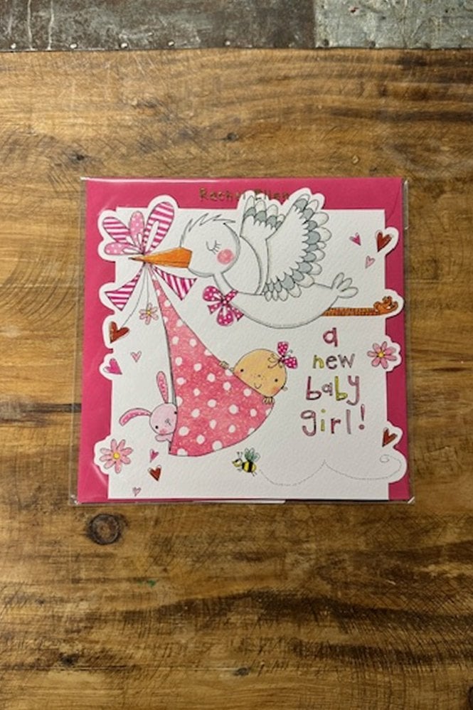 Rachel Ellen Baby Girl Stork Greeting Card