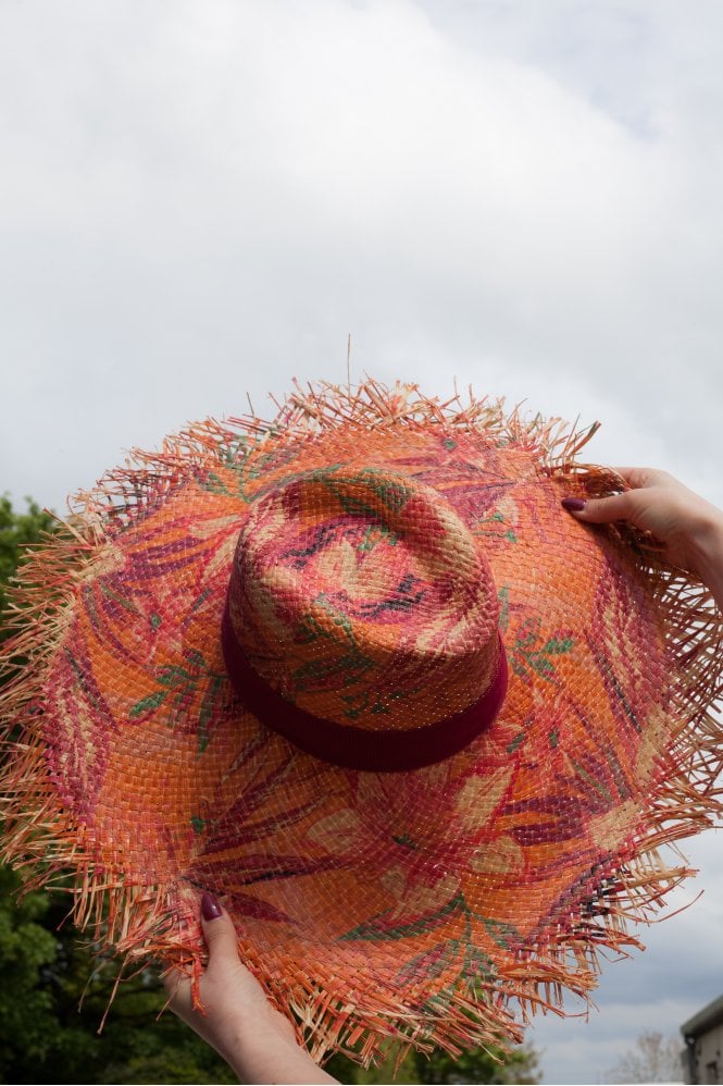 Raffaello Bettini Straw Printed Pamela Orange