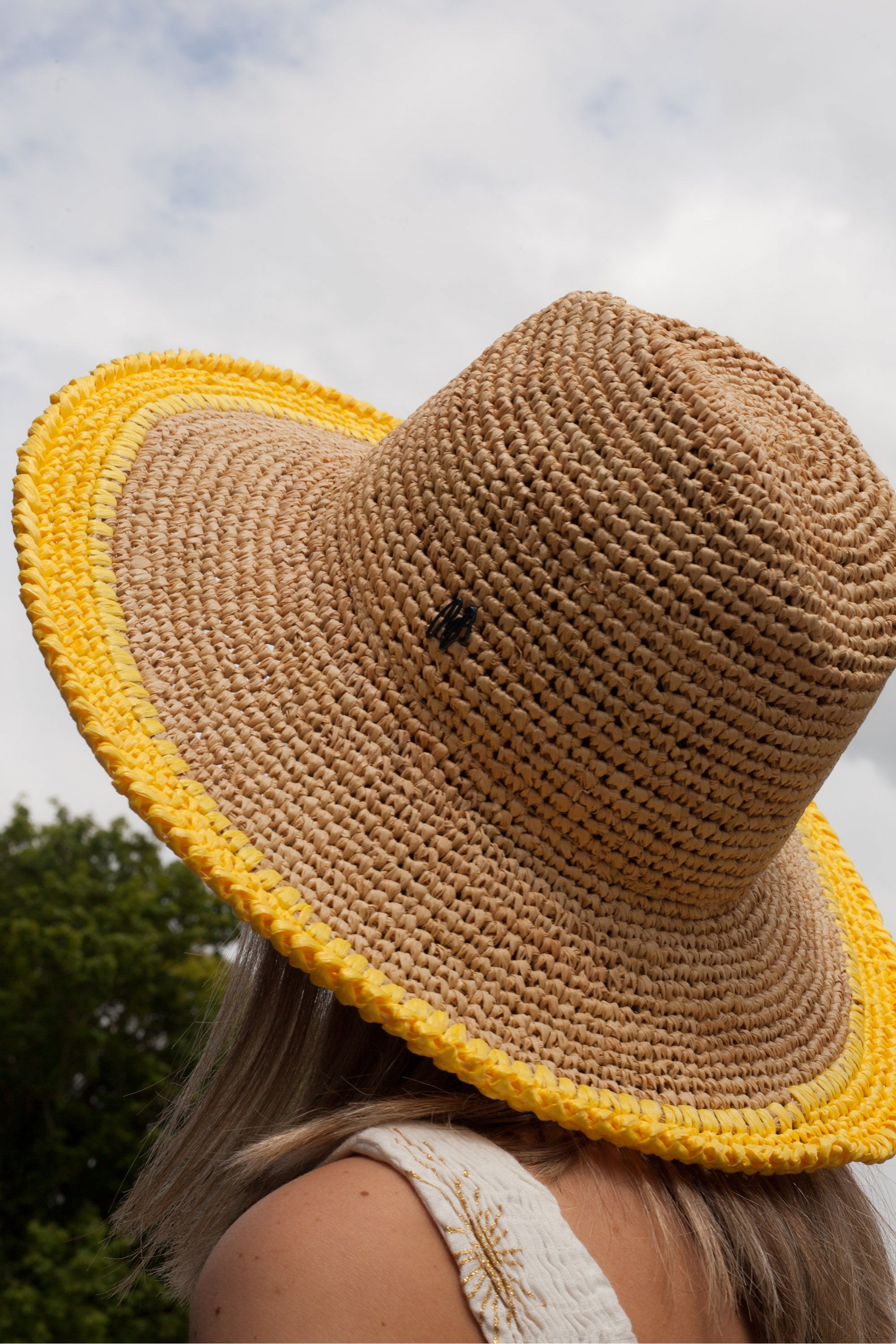 Raffaello Bettini Straw Hat with yellow Brim at Sue Parkinson
