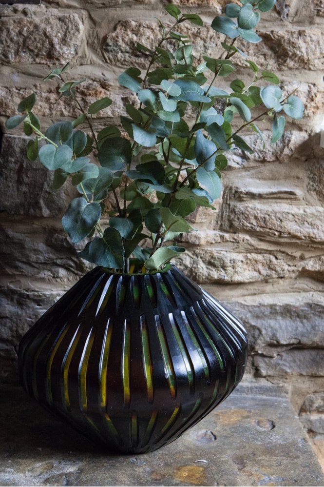 The Home Collection Black/ Yellow Glass Vase