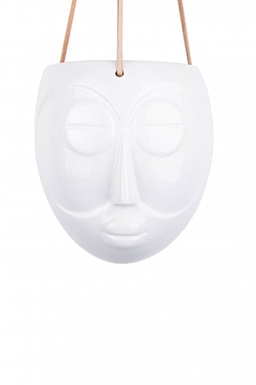 Hanging Mask Face Plant Pot in White