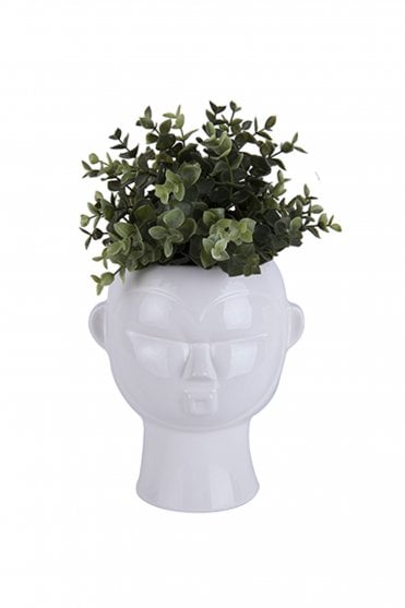 White Round Mask Plant Pot
